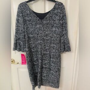 Alex Evenings 8P Black with grey embroidery and silver sequins.